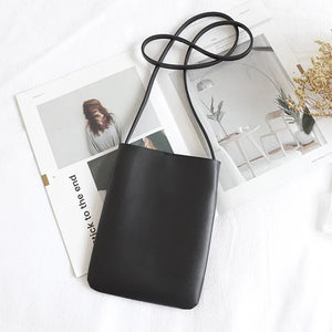 Classic Style Ladies Mobile Phone Pouch Solid PU Material Girl Messenger Bag