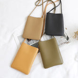 Classic Style Ladies Mobile Phone Pouch Solid PU Material Girl Messenger Bag