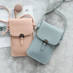 Retro Touch Screen Mobile Phone Bag Women Chain Messenger PU Shoulder Bag