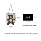 Winter Women's Corduroy Casual Bear Embroidery Shoulder Bag