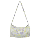 Women Canvas Tote Jacquard Flowers Bag Zipper Purse
