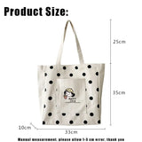 Women Canvas Shopping Bag Dots Bookbags Female Cotton Cloth Shoulder Bags