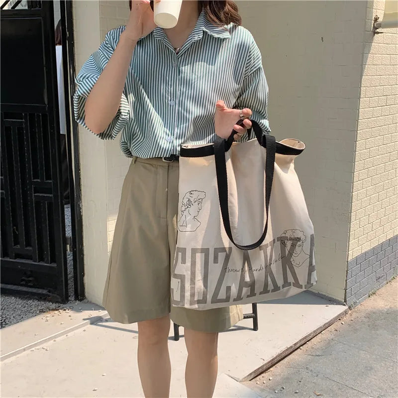 Women Canvas Shopping Bag Eco Storage Handbag Reusable Foldable Tote