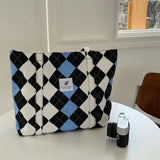 Canvas Shoulder Bag Women Large Tote Daily Shopping Contrast Books