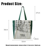 Women Canvas Shoulder Bag Iron Tower Print Ladies Shopping Bags