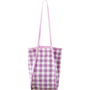 Women Red Plaid Canvas Shoulder Bag Large Tote for Girls