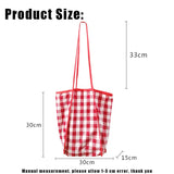 Women Red Plaid Canvas Shoulder Bag Large Tote for Girls