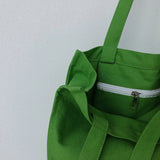 Canvas Shoulder Bag Letters Embroidery Eco Cotton Linen Handbag Tote