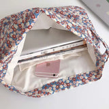 Floral Canvas Shoulder Bag for Women Retro Tote Handbag