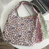 Floral Canvas Shoulder Bag for Women Retro Tote Handbag