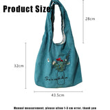 Corduroy Shopping Bag Female Canvas Shoulder Bags Flowers Handbag
