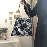 Gray Retro Flower All-match Shoulder Bag for Women