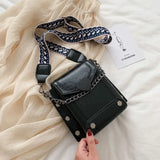 Young Girl Heart Chains Messenger Bags PU Leather Shoulder Bags Single Crossbody