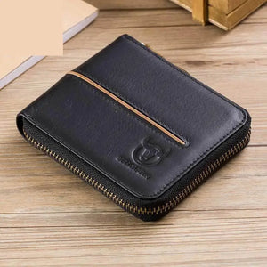 Men Leather Wallets Casual Short Cowhide Purse Multi-card Wallet