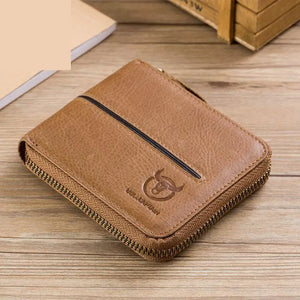 Men Leather Wallets Casual Short Cowhide Purse Multi-card Wallet