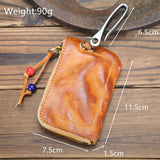 Retro Key Holder Leather Organizer Solid Casual Unisex Car Key Wallets