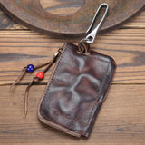 Retro Key Holder Leather Organizer Solid Casual Unisex Car Key Wallets