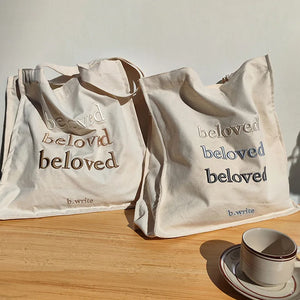 Youth Canvas Tote Bag Student Letter Printing Handbag Shoulder Bags