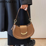 Youth Ladies Crossbody Bag Casual Smile Lock Chain Hobo PU Leather Shoulder Hand