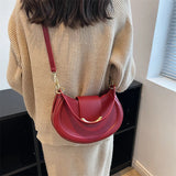 Youth Ladies Crossbody Bag Casual Smile Lock Chain Hobo PU Leather Shoulder Hand