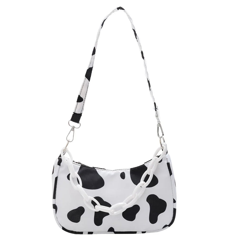 Youth Ladies Cow Print Nylon Tote Bag Purse