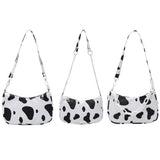 Youth Ladies Nylon Cow Print Underarm Tote Bag Purse