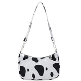 Youth Ladies Nylon Cow Print Underarm Tote Bag Purse