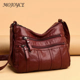 Youth Ladies PU Leather Shoulder Bag Multi-pocket Zipper Design