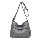 Youth Ladies PU Leather Shoulder Bag Multi-pocket Zipper Design