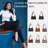 Youth Ladies PU Leather Shoulder Bag Multi-pocket Zipper Design