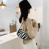 Youth Ladies Plush Shoulder Underarm Bag Handbag Clutch Totes