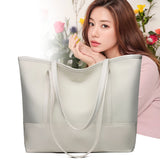 Youth Ladies Splicing Shoulder Bag Portable Satchel Leather Oxford Tote
