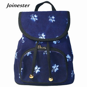 Yunnan National Style Floral Print Cotton Backpack
