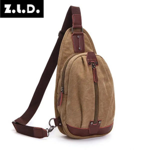 Z.L.D. Canvas Chest Bag Shoulder Messenger Bag