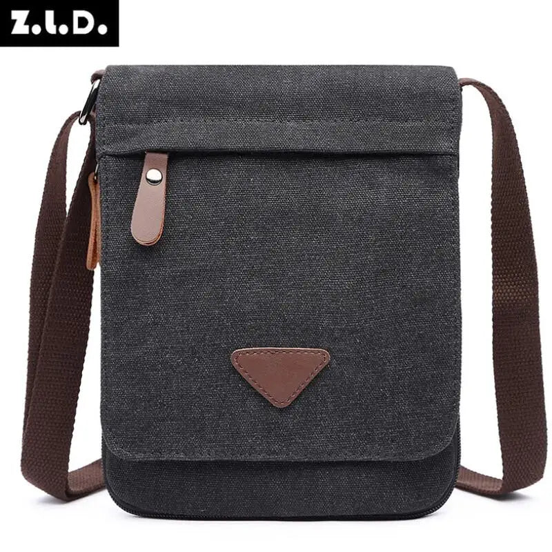 Z.L.D. Canvas Messenger Bag Large Capacity Retro Shoulder Bag