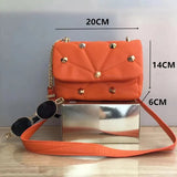 ZA Women's Shoulder Bags Small Square Bag Rivet Quilted Handbags Crossbody Purse