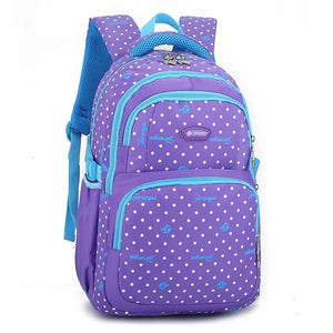 Purple Dot Printing Lightweight Schoolbags for Girls