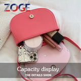 ZOGE Shoulder Bag Ladies Handbag Semi-Circle Leather Underarm Bag High Tote Bag