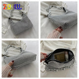 ZOMU Full Rhinestone Shoulder Bag PU Messenger Bag Ladies Tote Bag
