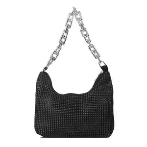 ZOMU Full Rhinestone Shoulder Bag PU Messenger Bag Ladies Tote Bag