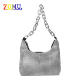 ZOMU Full Rhinestone Shoulder Bag PU Messenger Bag Ladies Tote Bag