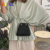 ZOMU Rhinestone Shoulder Bag Chain Bucket Bag for Women