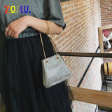ZOMU Rhinestone Shoulder Bag Chain Bucket Bag for Women