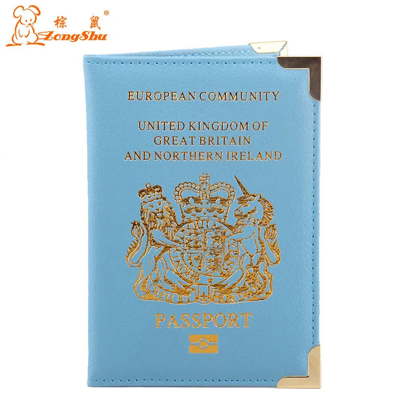 ZONGSHU Passport Case Holder British Printed Soft Sponge Cover