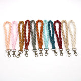 Macrame Wristlet Keychain Mom Bag Cotton Key Ring