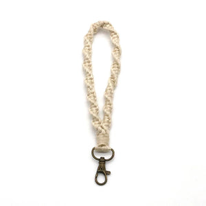 Macrame Wristlet Keychain Mom Bag Cotton Key Ring