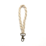 Macrame Wristlet Keychain Mom Bag Cotton Key Ring