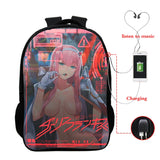 Zero Two Anime Backpack USB Backpacks Darling In The Franxx Women Men