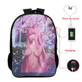 Zero Two Anime Backpack USB Backpacks Darling In The Franxx Women Men