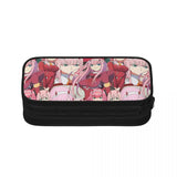 Zero Two Tribute Pattern Pen Box Student School Anime Zipper Pen Bag